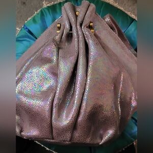 Iridescent, Holographic, Leather Fortune Cookie Sharif Shoulder Or Handbag